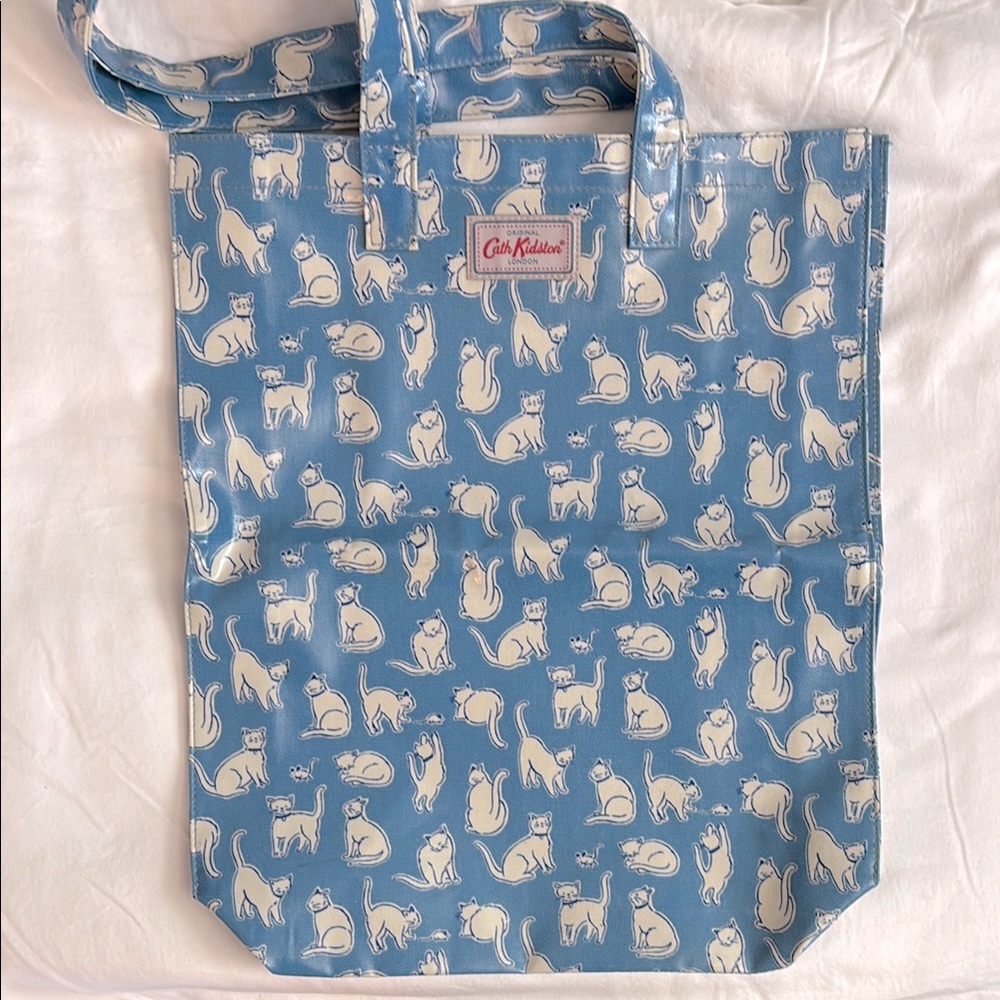 Cath Kidston original London PVC coated cotton tote bag with cat & mouse print - Picture 1 of 11